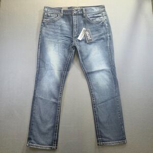 True Luck Men's Stretch Slim Fit Denim Blue Jeans Size 38x30 NWT